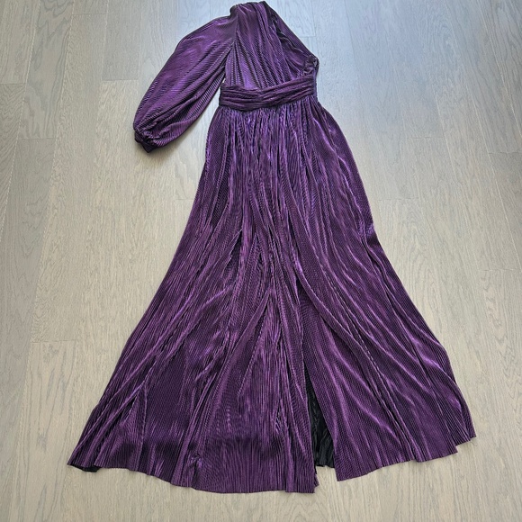 Bronx and Banco Purple Metallic One Shoulder Florence Maxi Dress Gown SMALL - Picture 2 of 10